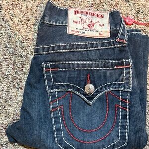 True Religion Indigo Jeans with Red Accents